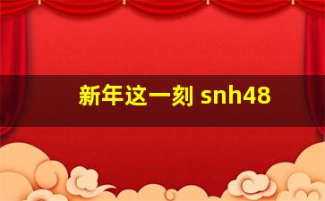 新年这一刻 snh48